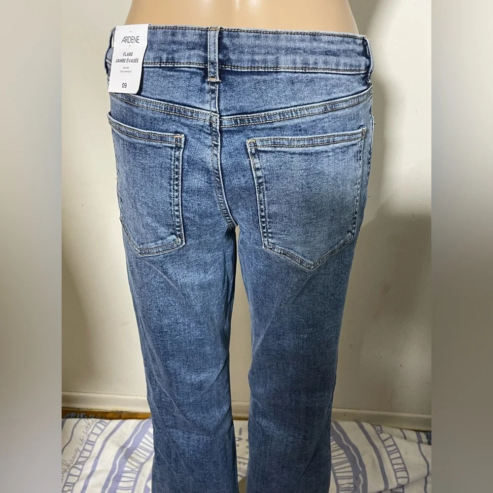 Sz 9 Ardene women’s mid rise flare leg blue jeans stretchy jeans - Picture 5 of 13
